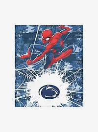 NCAA Penn State University Marvel Spider Man Web Sling Navy Silk Touch Throw Blanket