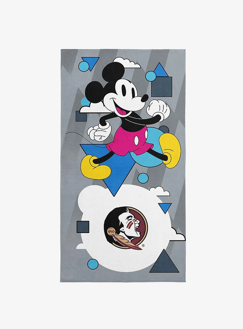 NCAA Florida State University Disney Mickey Mouse Good Vibes Grey Microfiber Beach Towel