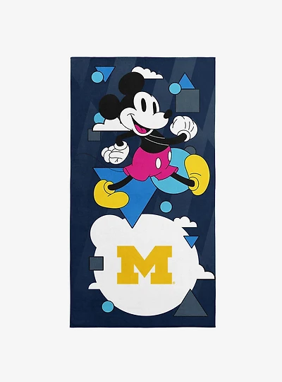 NCAA University of Michigan Disney Mickey Mouse Good Vibes Navy Microfiber Beach Towel