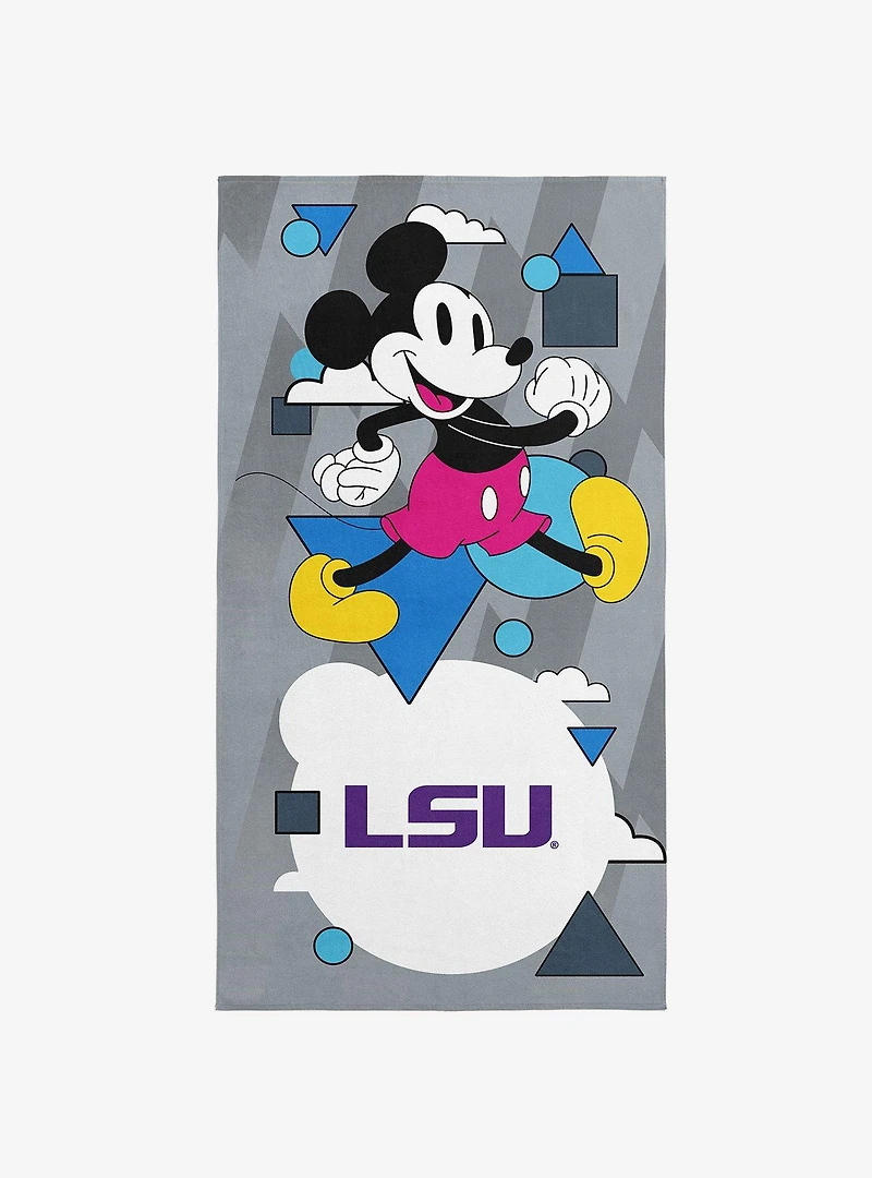 NCAA Louisiana State University Disney Mickey Mouse Good Vibes Grey Microfiber Beach Towel