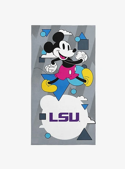NCAA Louisiana State University Disney Mickey Mouse Good Vibes Grey Microfiber Beach Towel