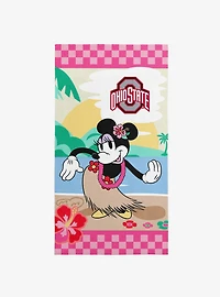 NCAA Ohio State University Disney Minnie Mouse Beachy Check Pink Microfiber Beach Towel