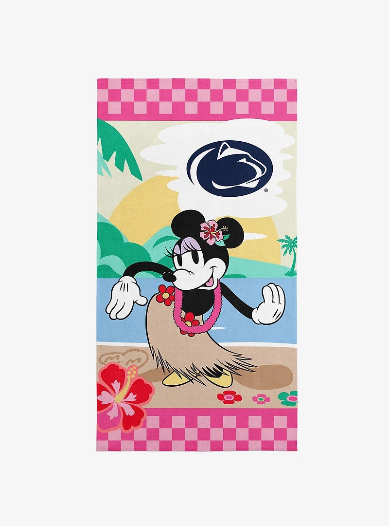 NCAA Penn State University Disney Minnie Mouse Beachy Check Pink Microfiber Beach Towel