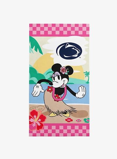 NCAA Penn State University Disney Minnie Mouse Beachy Check Pink Microfiber Beach Towel