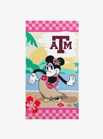 NCAA Texas A&M University Disney Minnie Mouse Beachy Check Pink Microfiber Beach Towel