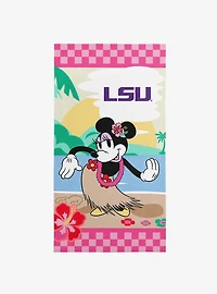 NCAA Louisiana State University Disney Minnie Mouse Beachy Check Pink Microfiber Beach Towel