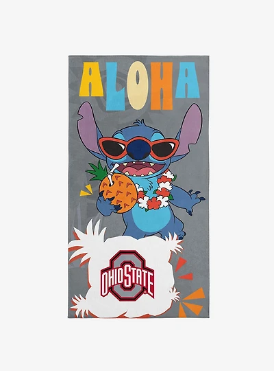 NCAA Ohio State University Disney Lilo & Stitch Tropic Grey Microfiber Beach Towel