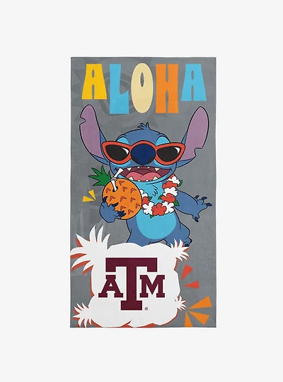 NCAA Texas A&M University Disney Lilo & Stitch Tropic Grey Microfiber Beach Towel