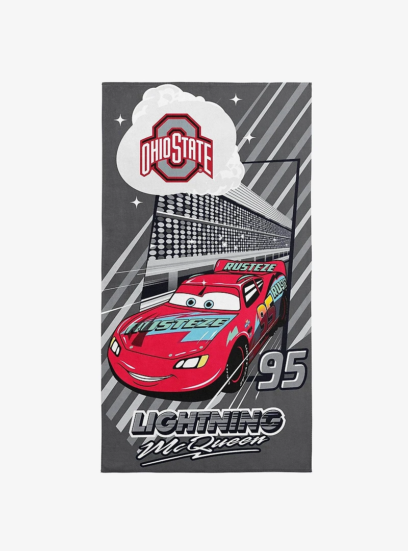 NCAA Ohio State University Disney Cars Speedline Grey Microfiber Beach Towel