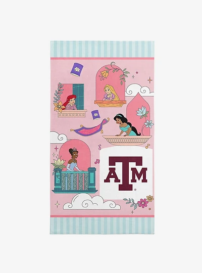 NCAA Texas A&M University Disney Princesses Window Scene Pink Microfiber Beach Towel