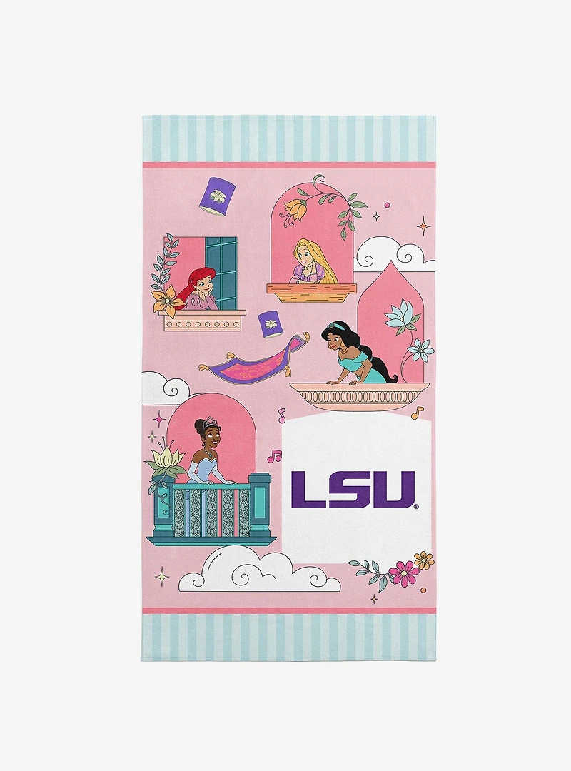 NCAA Louisiana State University Disney Princesses Window Scene Pink Microfiber Beach Towel