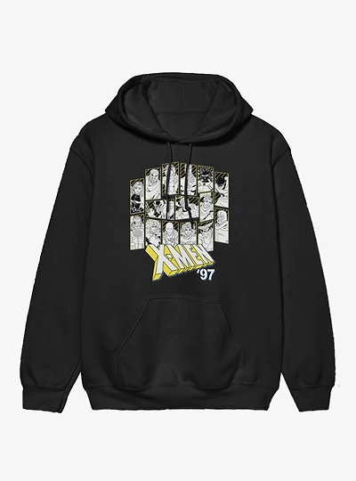 Marvel X-men 97 Character Outline Panels Black And Yellow Hoodie