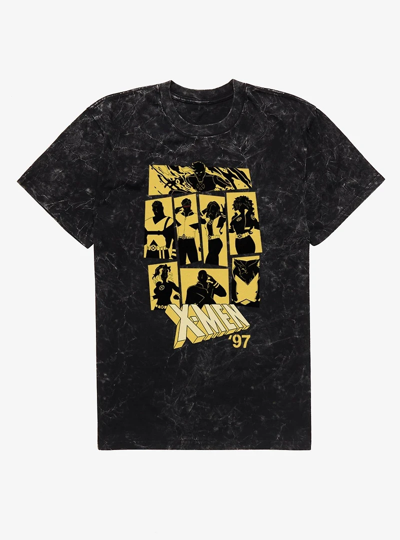 Marvel X-men 97 Dark SilhouetteTeam Panels Mineral Wash T-Shirt