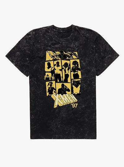 Marvel X-men 97 Dark SilhouetteTeam Panels Mineral Wash T-Shirt