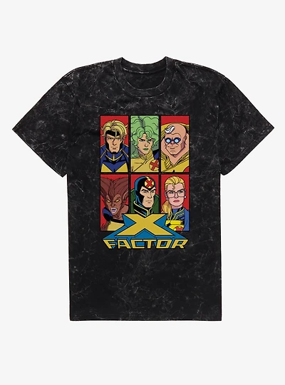 Marvel X-men 97 X Factor Team Panel Group Mineral Wash T-Shirt