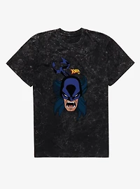Marvel X-men 97 Big Face Feral Wolverine Mineral Wash T-Shirt