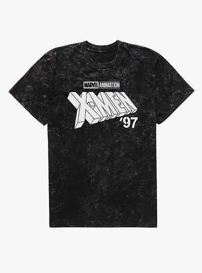 Marvel X-men 97 Logo Monochrome White Mineral Wash T-Shirt