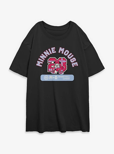 Disney Minnie Mouse Basketball League 28 Womens Oversized T-Shirt