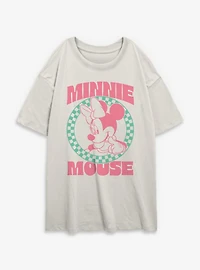 Disney Minnie Mouse Checkered Icon Womens Oversized T-Shirt