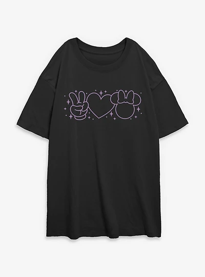 Disney Minnie Mouse Peace Love Mystical Womens Oversized T-Shirt