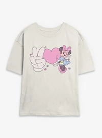 Disney Minnie Mouse Peace Love Girlie Womens Skimmer T-Shirt