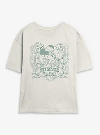 Disney Minnie Mouse Cowgirl Horseshoe Floral Womens Skimmer T-Shirt