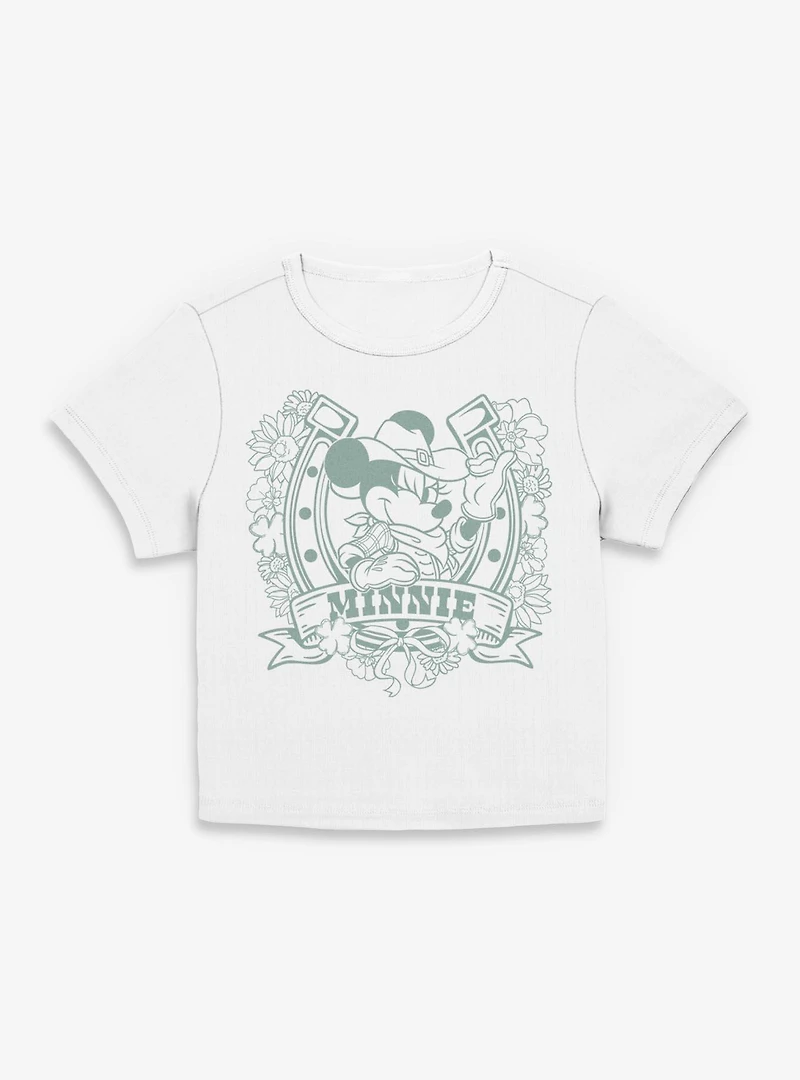 Disney Minnie Mouse Cowgirl Horseshoe Floral Women Baby T-Shirt