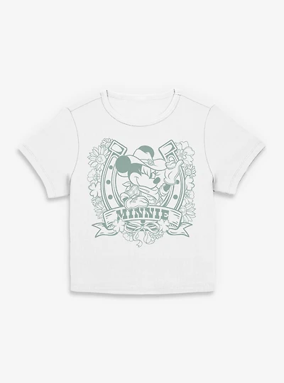 Disney Minnie Mouse Cowgirl Horseshoe Floral Women Baby T-Shirt