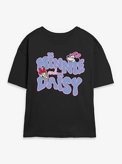 Disney Minnie Mouse And Daisy Groovy Text Womens Skimmer T-Shirt