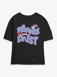 Disney Minnie Mouse And Daisy Groovy Text Womens Skimmer T-Shirt