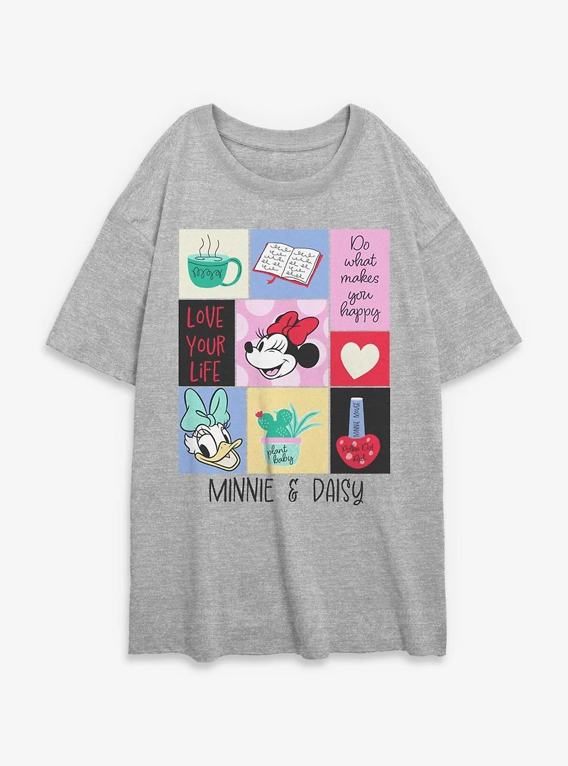Disney Minnie Mouse & Daisy Love Your Life Womens Oversized T-Shirt