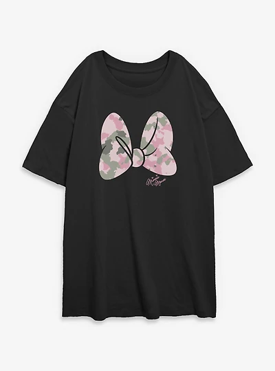 Disney Minnie Mouse Camo Bow Womens Oversized T-Shirt