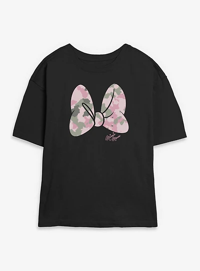 Disney Minnie Mouse Camo Bow Womens Skimmer T-Shirt