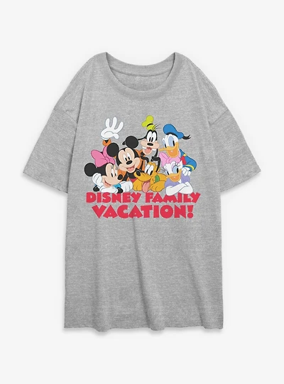 Disney Mickey Mouse & Friends Group Family Vacation Womens Oversized T-Shirt