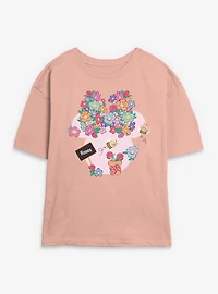 Disney Minnie Mouse Bow Flowers & Garden Womens Skimmer T-Shirt