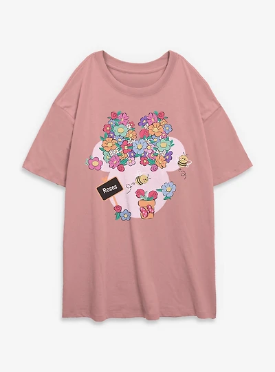 Disney Minnie Mouse Bow Flowers & Garden Womens Oversized T-Shirt