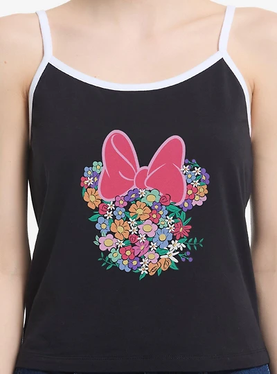 Disney Minnie Mouse Head Full Of Flowers Womens Cami