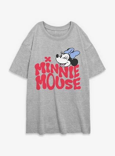 Disney Minnie Mouse Groovy Wink Womens Oversized T-Shirt