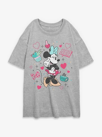 Disney Minnie Mouse Girlie Stuff Womens Oversized T-Shirt