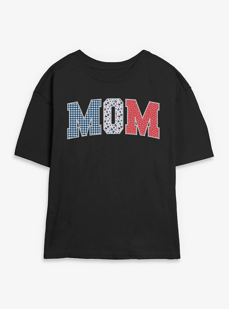 Disney Minnie Mouse Mom Collegiate Patterns Womens Skimmer T-Shirt
