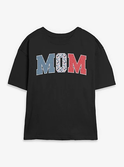 Disney Minnie Mouse Mom Collegiate Patterns Womens Skimmer T-Shirt