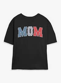 Disney Minnie Mouse Mom Collegiate Patterns Womens Skimmer T-Shirt