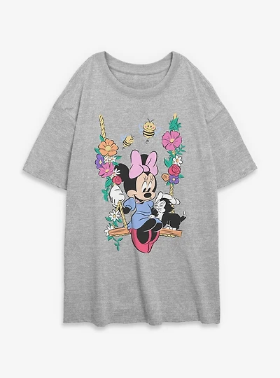 Disney Minnie Mouse And Figaro Swing Womens Oversized T-Shirt