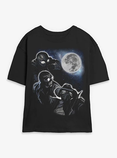 Marvel Spider-Man Noir Moon Collage Womens Skimmer T-Shirt