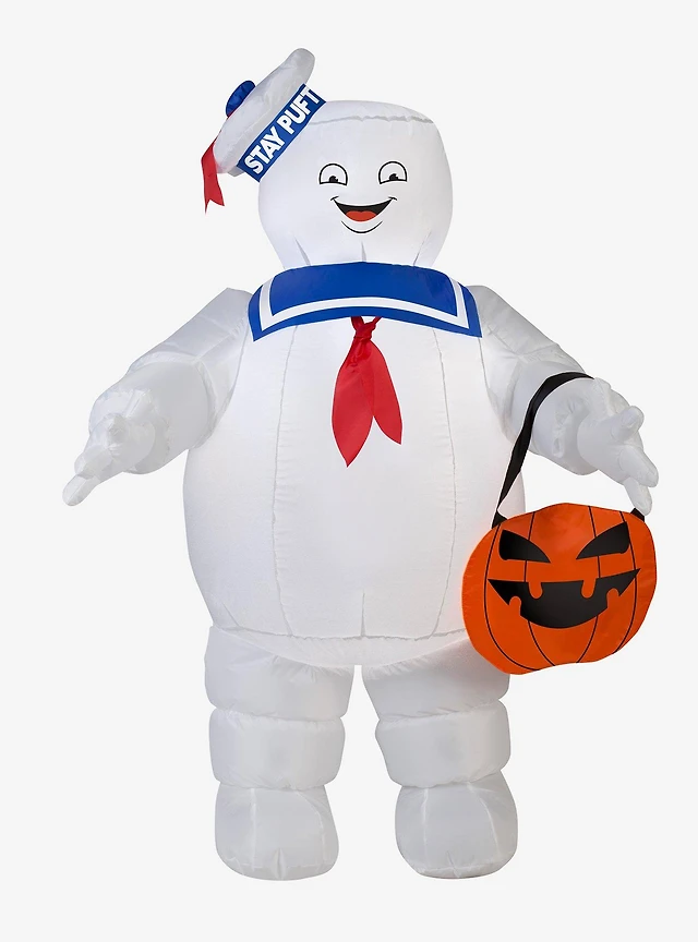 Ghostbusters Stay Puft Marshmallow Man Inflatable with Pumpkin Tote Airblown