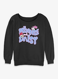 Disney Minnie Mouse And Daisy Groovy Text Womens Slouchy Sweatshirt