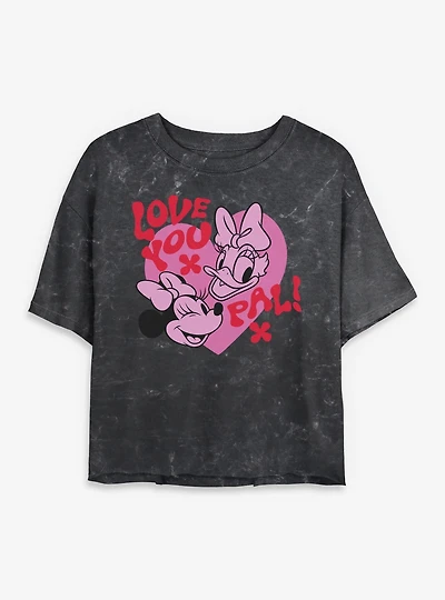 Disney Minnie Mouse & Daisy Duck Love Your Pal Mineral Wash Womens Crop T-Shirt