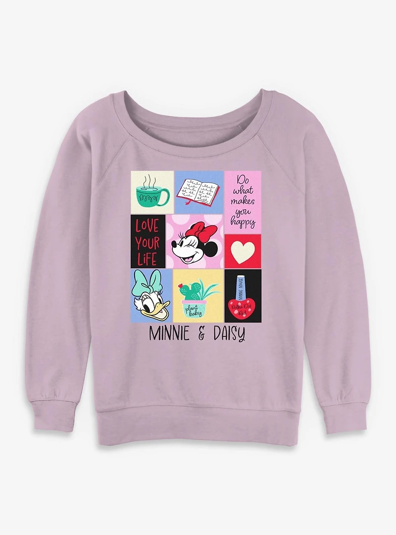 Disney Minnie Mouse & Daisy Love Your Life Womens Slouchy Sweatshirt