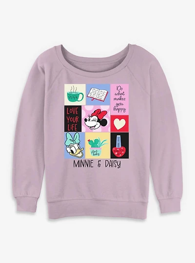Disney Minnie Mouse & Daisy Love Your Life Womens Slouchy Sweatshirt