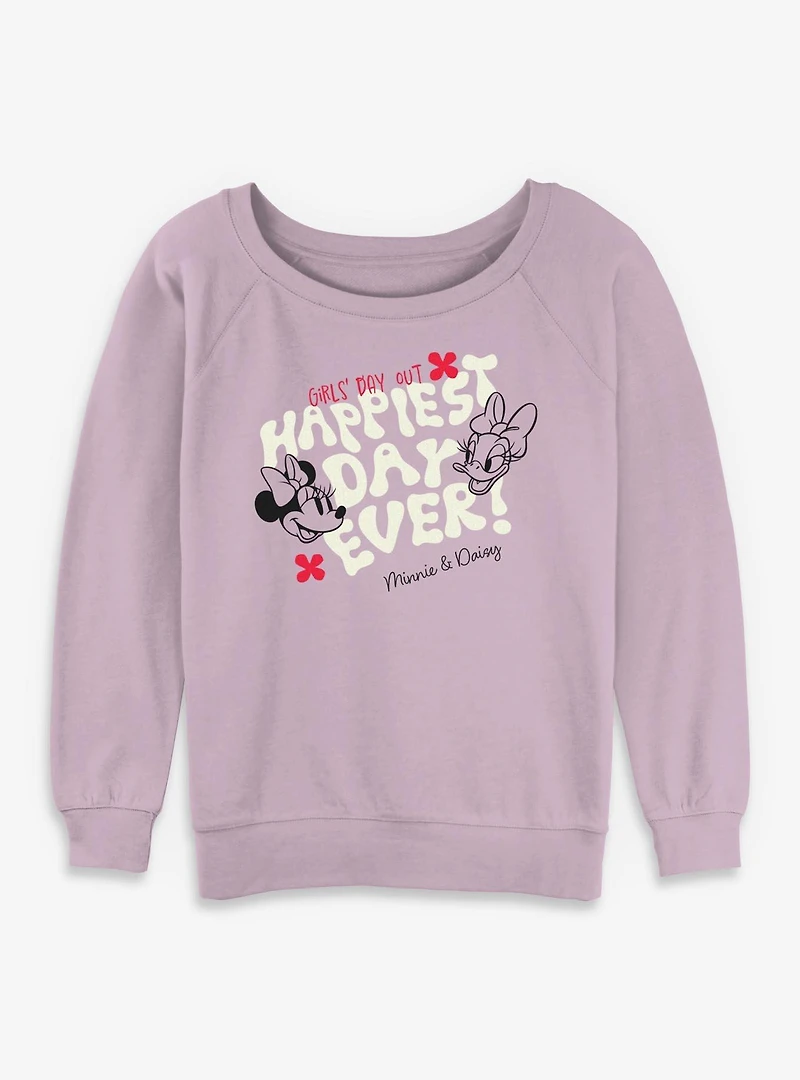 Disney Minnie Mouse Girl's Day Out Happiest Ever Womens Slouchy Sweatshirt